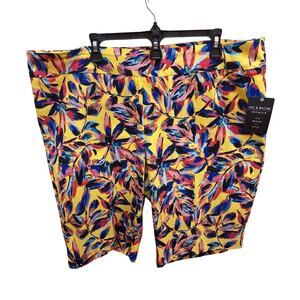 NWT Zac & Rachel Women’s 22W Bermuda Shorts – Habanero Gold Multi Tropical Print